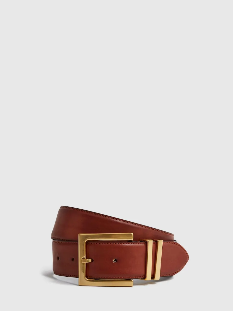 Reiss Brompton Leather Square Buckle Ceintures
