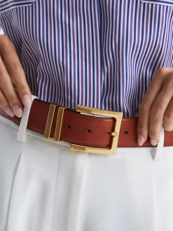 Reiss Brompton Leather Square Buckle Ceintures