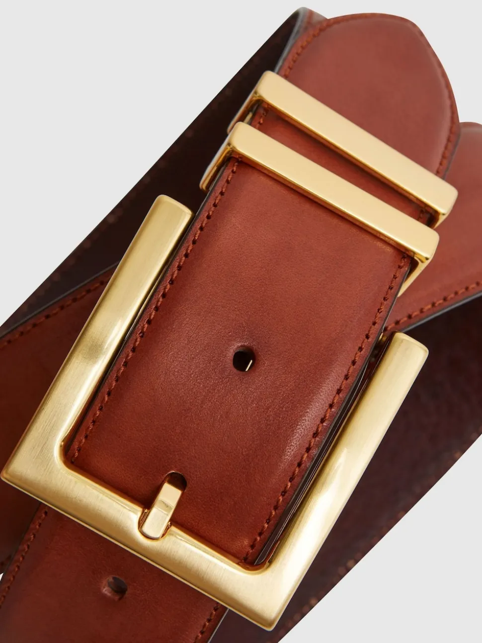 Reiss Brompton Leather Square Buckle Ceintures