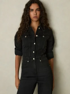 Reiss Combinaison Celeste à coupe décontractée en coton mélangé Denim