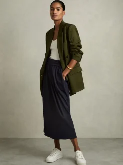 Reiss Nora Wool-Blend Jersey froncé Mi-long Jupes