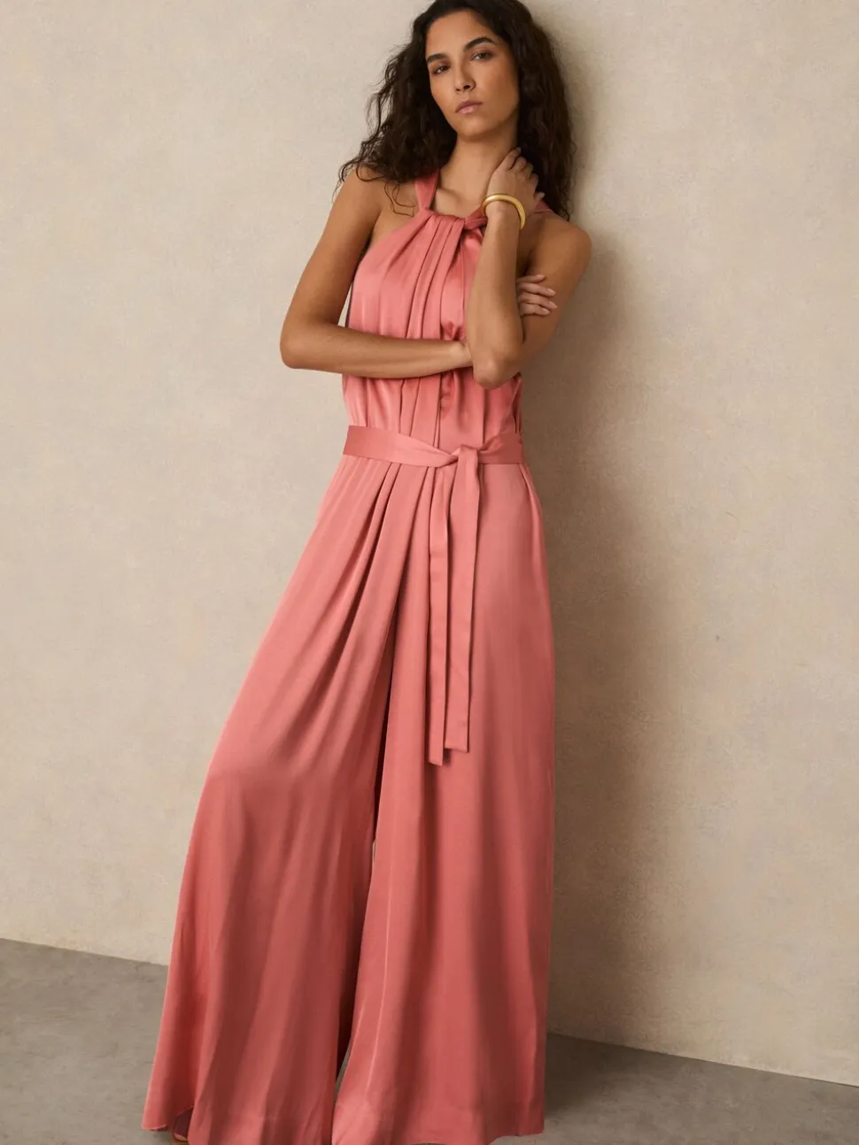 Reiss Rosin Satin Ample Draped Combinaison