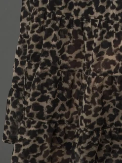 Religion Tiered Bohème Style Citrine Maxi Jupes In Leopard Imprimé animal