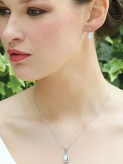 Rhodium - Ivory & Co Belmont et boucle d’oreille en cristal en forme de goutte d’eau