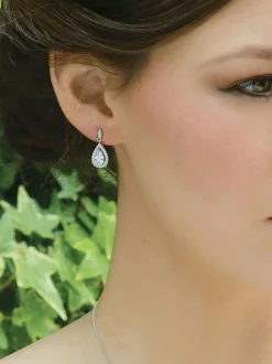 Rhodium - Ivory & Co Belmont et boucle d’oreille en cristal en forme de goutte d’eau