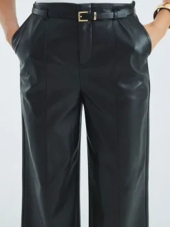 River Island Pantalons amples ceinturés en similicuir