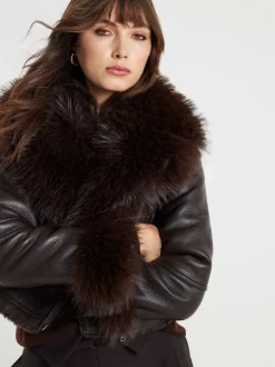 River Island Vestes de motard Raccourci à col en fausse fourrure