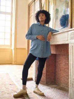 Robe chemise de Grossesse et d'Allaitement Seraphine en Denim
