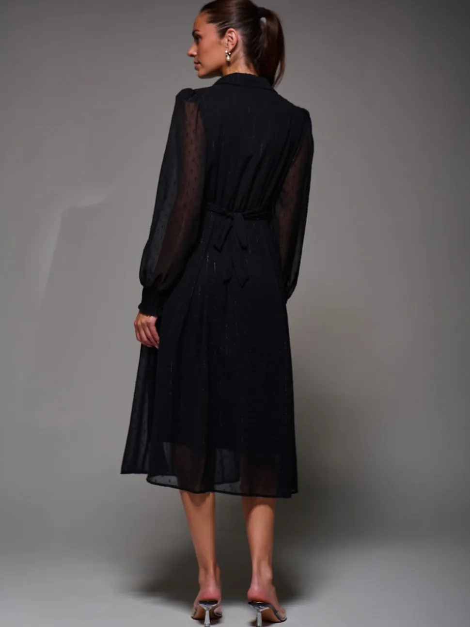 Robe chemise Jolie Moi en mousseline texturée à volants