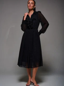 Robe chemise Jolie Moi en mousseline texturée à volants