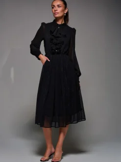 Robe chemise Jolie Moi en mousseline texturée à volants