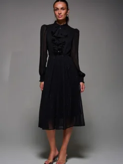 Robe chemise Jolie Moi en mousseline texturée à volants