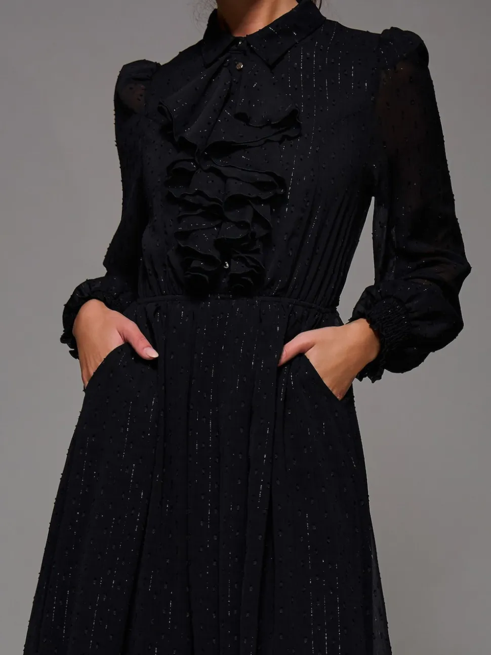Robe chemise Jolie Moi en mousseline texturée à volants