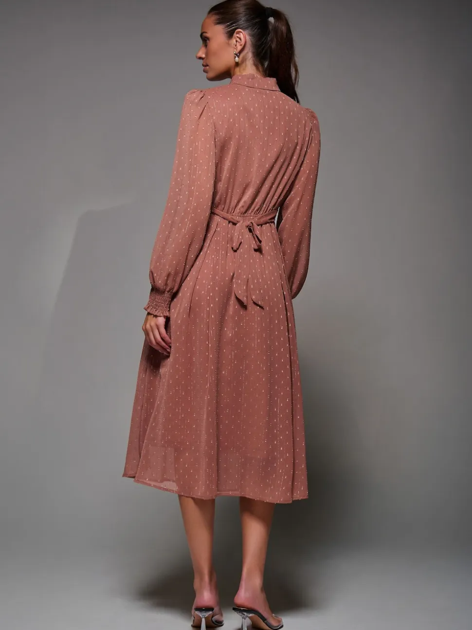 Robe chemise Jolie Moi en mousseline texturée à volants