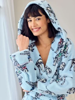 Robe de chambre Chelsea Peers en polaire à imprimé chiens dalmatien