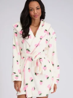 Robe de chambre courte Boux Avenue à la fraise duveteuse