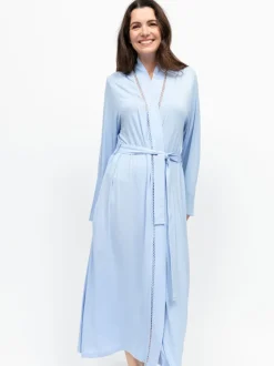 Robe de chambre Nora Rose en jersey à manches longues avec empiècement en dentelle