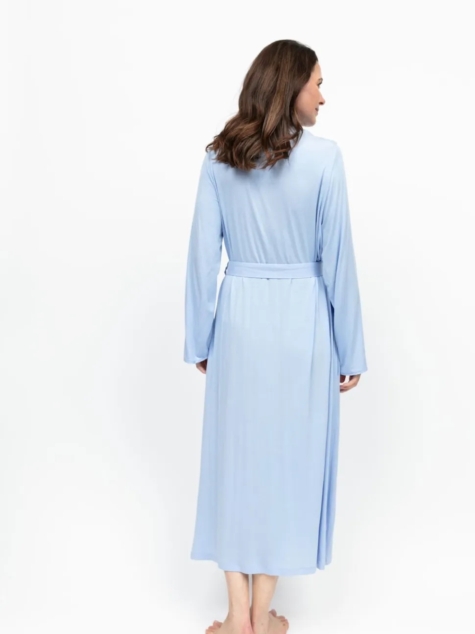 Robe de chambre Nora Rose en jersey à manches longues avec empiècement en dentelle