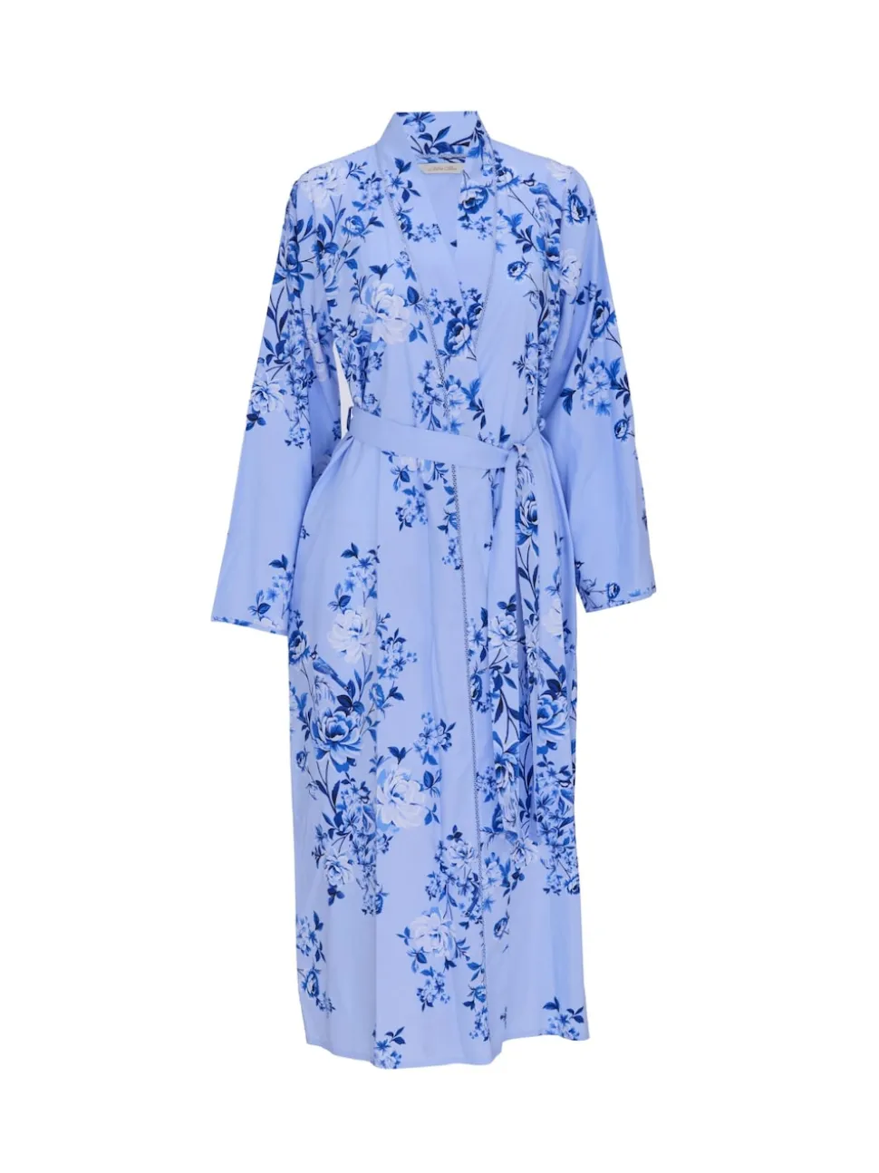 Robe de chambre Nora Rose à imprimé fleuri avec manches longues et empiècement en dentelle