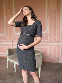 Robe de grossesse Seraphine A-Line en tweed extensible
