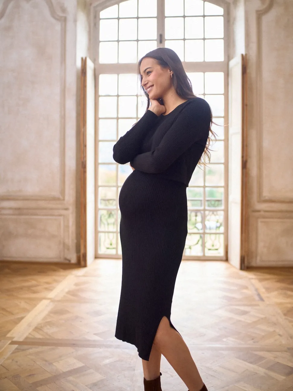Robe de grossesse Seraphine en maille à Col rond