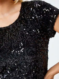 Robe droite Roman en velours avec ornements de sequins