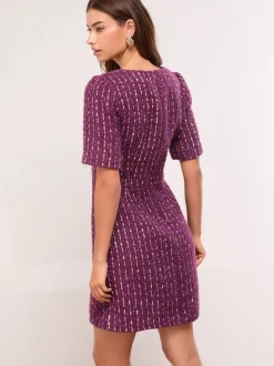 Robe Lipsy en tweed à col carré et boutons dorés