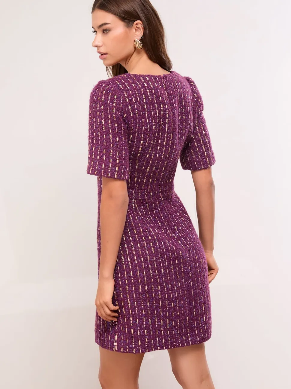 Robe Lipsy en tweed à col carré et boutons dorés