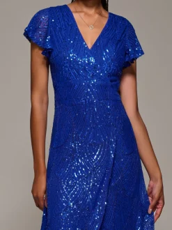 Robe longue à manches courtes et sequins Jolie Moi volants