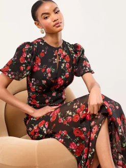 Robe longue Lipsy tissée à Manches courtes et Imprimé fleuri