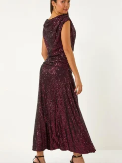 Robe longue Roman Sequin stretch à col bénitier