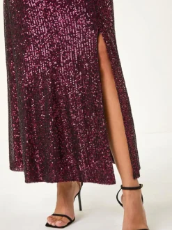 Robe longue Roman Sequin stretch à col bénitier