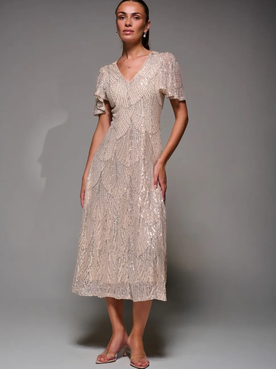 Robe Midaxi Jolie Moi à manches ange à Sequins