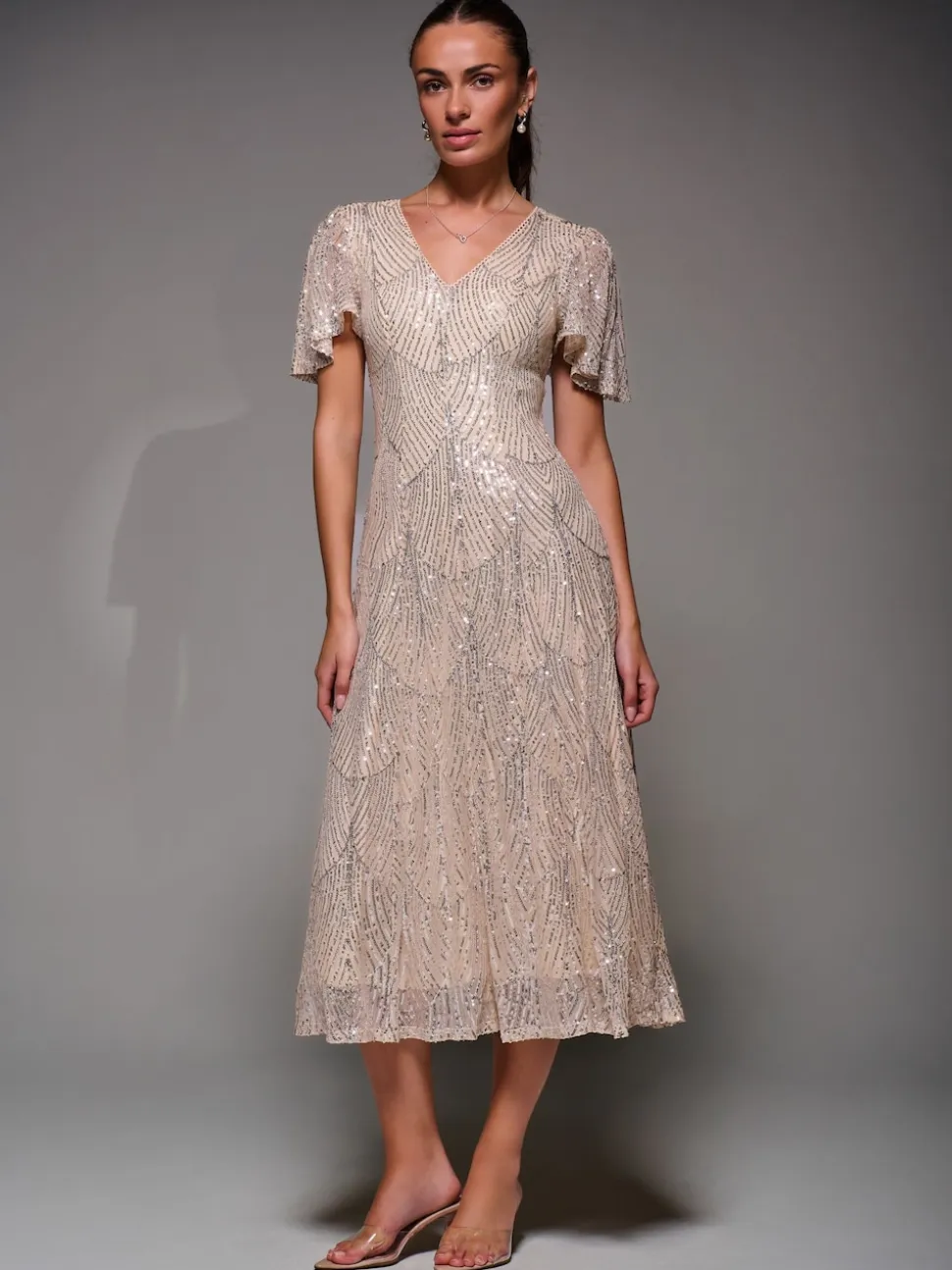 Robe Midaxi Jolie Moi à manches ange à Sequins