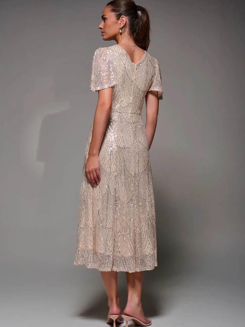 Robe Midaxi Jolie Moi à manches ange à Sequins
