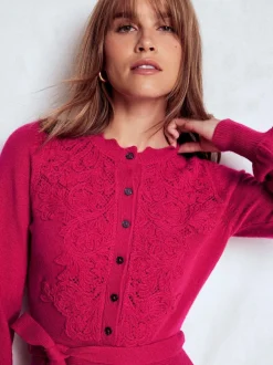Robe mi-longue Boden en maille avec empiècement en dentelle
