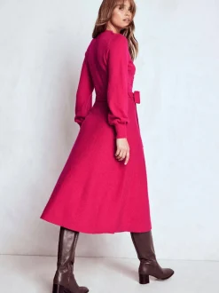 Robe mi-longue Boden en maille avec empiècement en dentelle