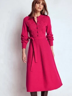 Robe mi-longue Boden en maille avec empiècement en dentelle