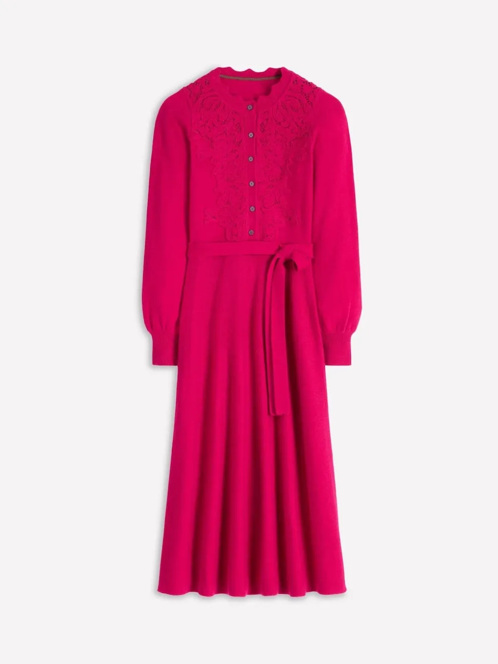 Robe mi-longue Boden en maille avec empiècement en dentelle