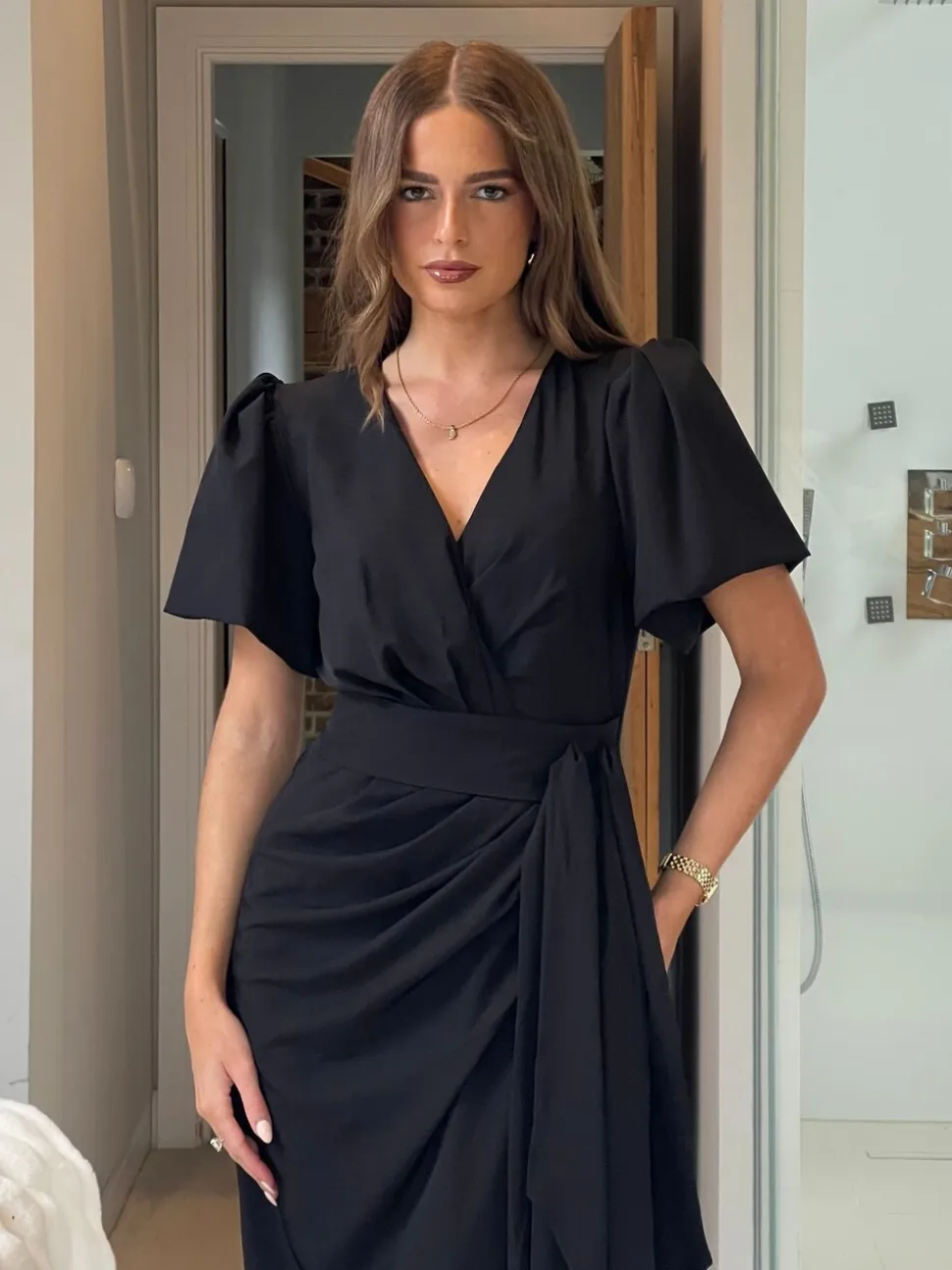 Robe mi-longue Girl In Mind Drew à manches bouffantes