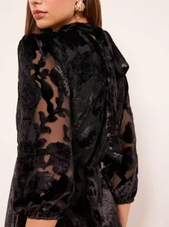 Robe mi-longue Lipsy Devore Velvet à manches bouffantes