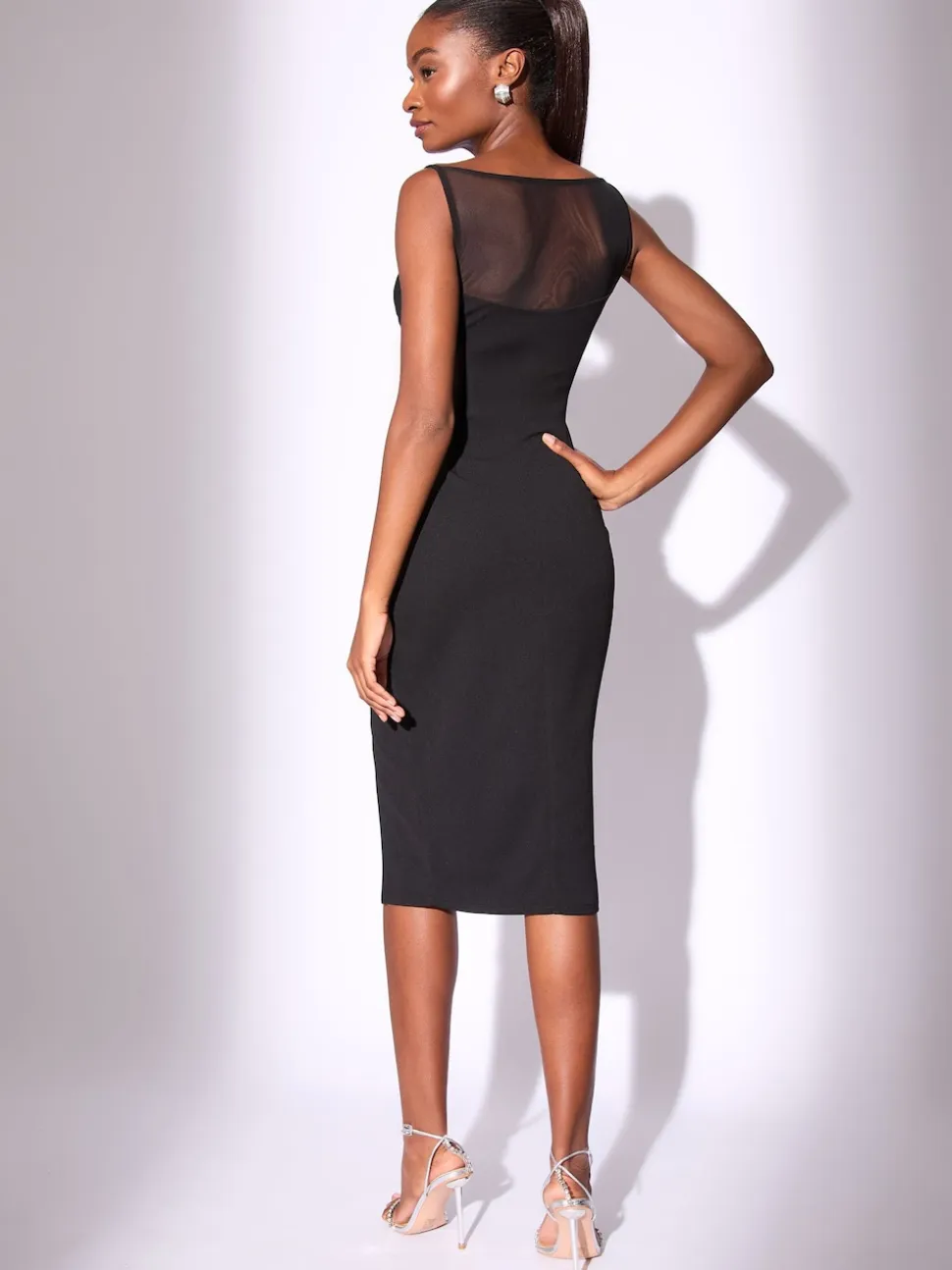 Robe mi-longue Lipsy Mesh Mix sans manches Bodycon