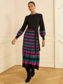 Robe mi-longue Love & Roses en maille festonnée