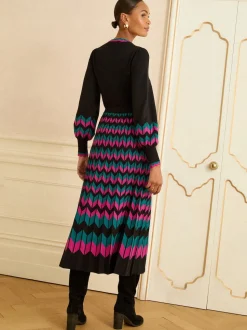 Robe mi-longue Love & Roses en maille festonnée