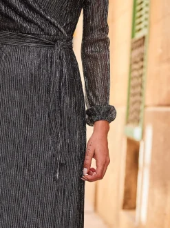 Robe mi-longue portefeuille Sosandar Plisse