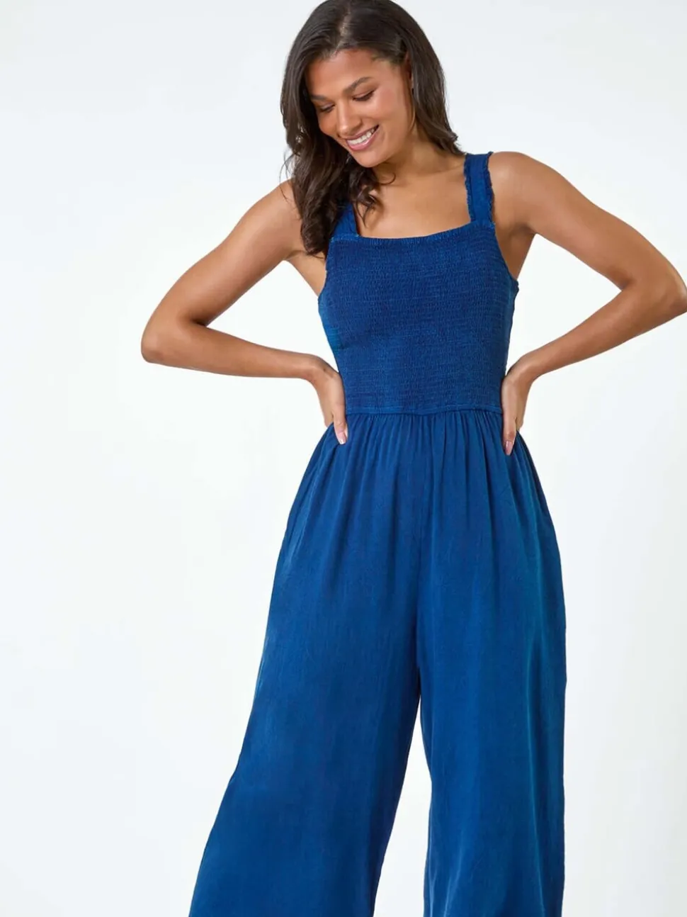 Roman Denim Combinaison de corsage froncé et de poche