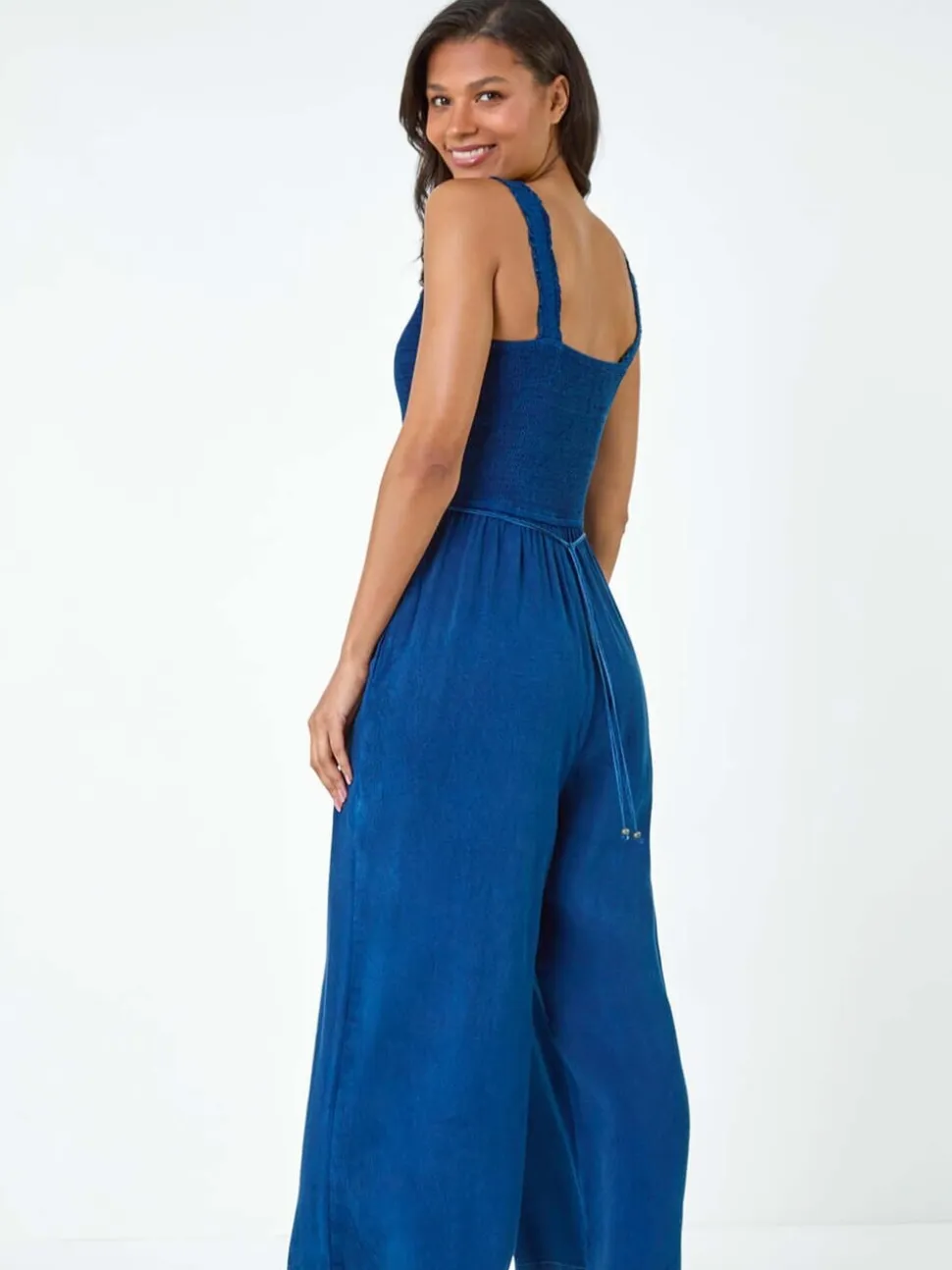 Roman Denim Combinaison de corsage froncé et de poche