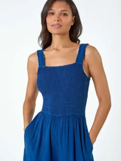 Roman Denim Combinaison de corsage froncé et de poche