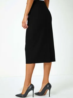 Roman Textured Pencil Mi-long Extensible Jupes