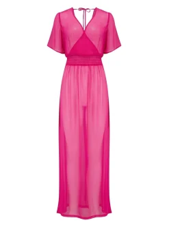 Rose - Caftan portefeuille Pour Moi Manche courte mousseline